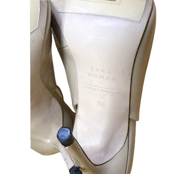 Zara Nude Slingback Patent Leather Pointy Toe Thin Stilleto Heels Eur 36/US 5 - Picture 11 of 12